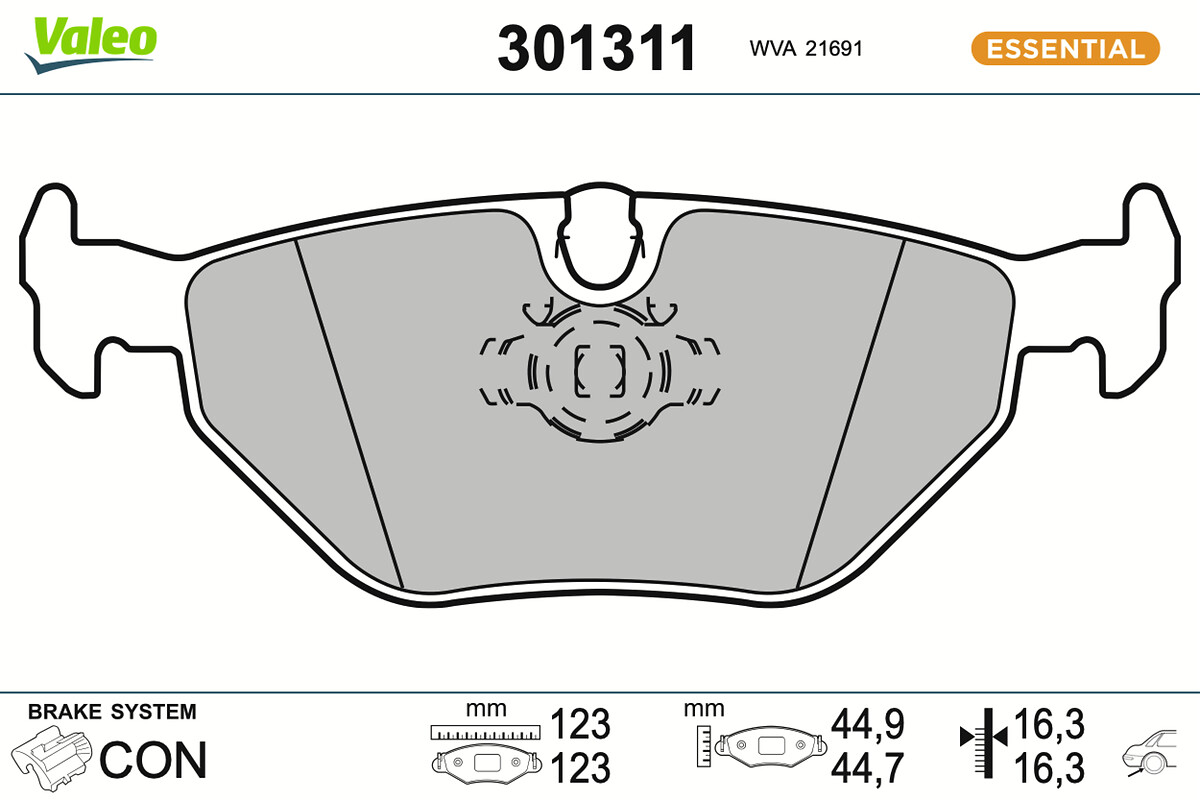 Jeu de 4 plaquettes de frein VALEO ref. 301311